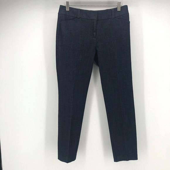 New York & Co 7th Avenue Design Studio Pant Womens 4 Blue Crop Denim Look - Picture 1 of 11